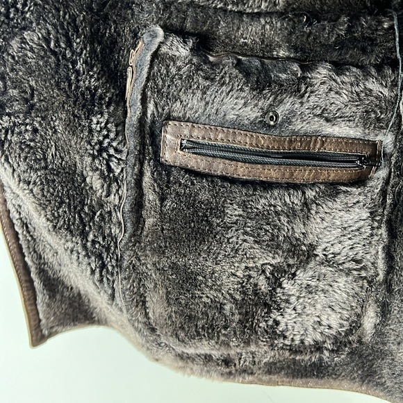 Gimo's Sz 56 Men’s Shearling Zip and Button Overcoat Jacket Made in Italy - Picture 9 of 14